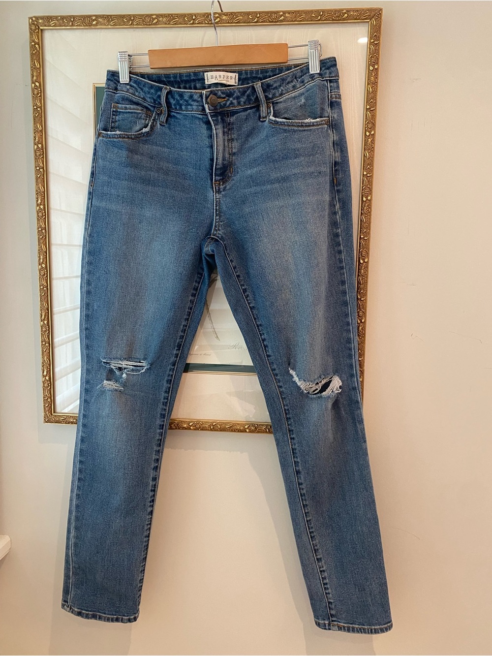 Harper Heritage Distressed Skinny Jeans in Medium Blue Wash